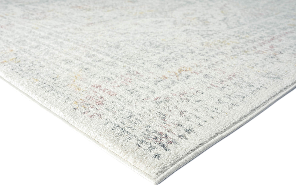 Nasya Pink Yellow and Grey Traditional Medallion Rug