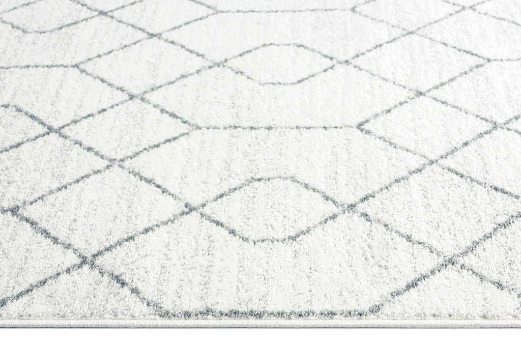 Neda Grey and Ivory Diamond Pattern Rug