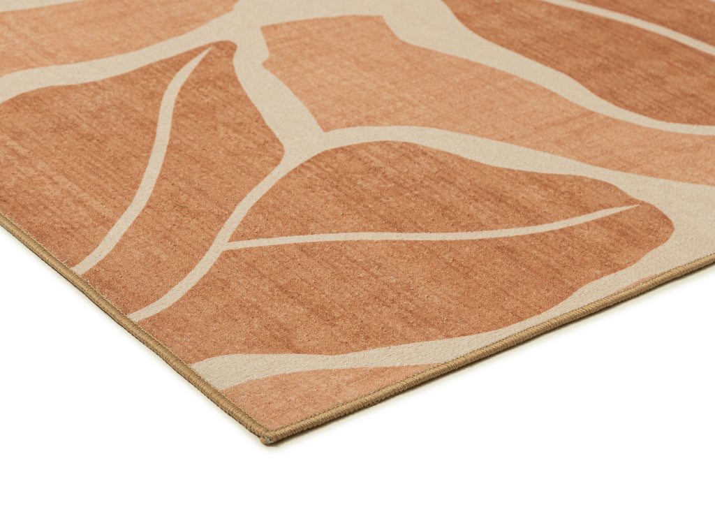 Aadita Pink and Peach Botanical Washable Rug