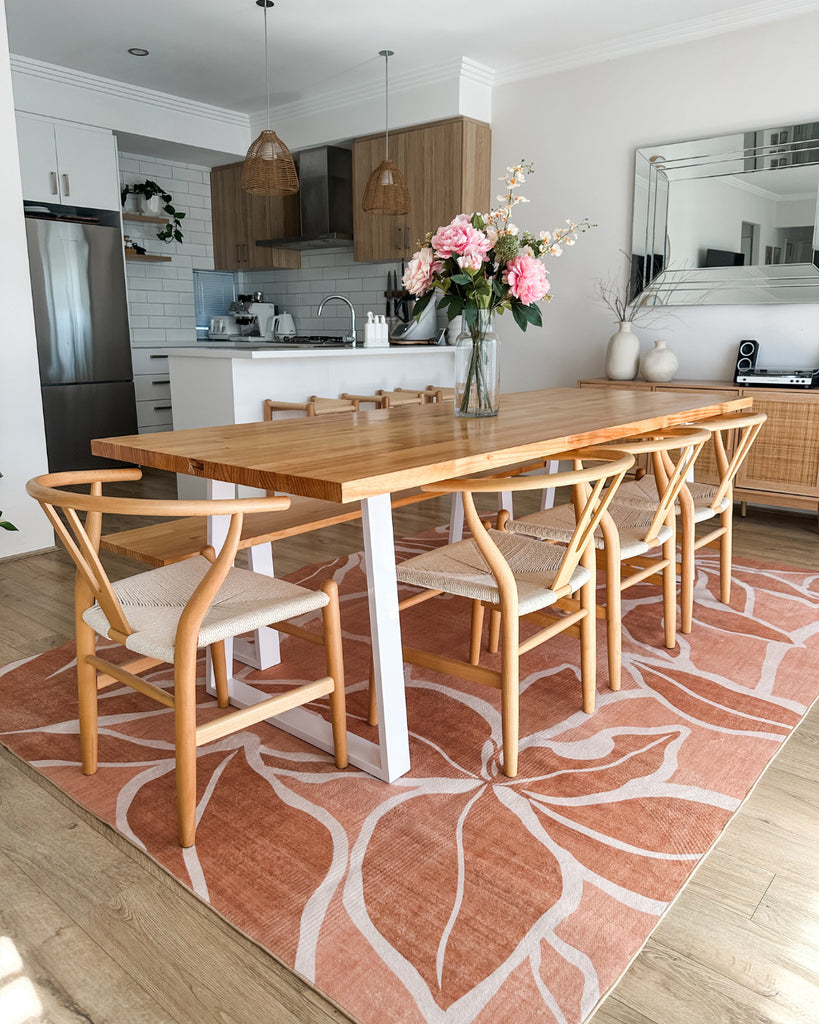 Aadita Pink and Peach Botanical Washable Rug