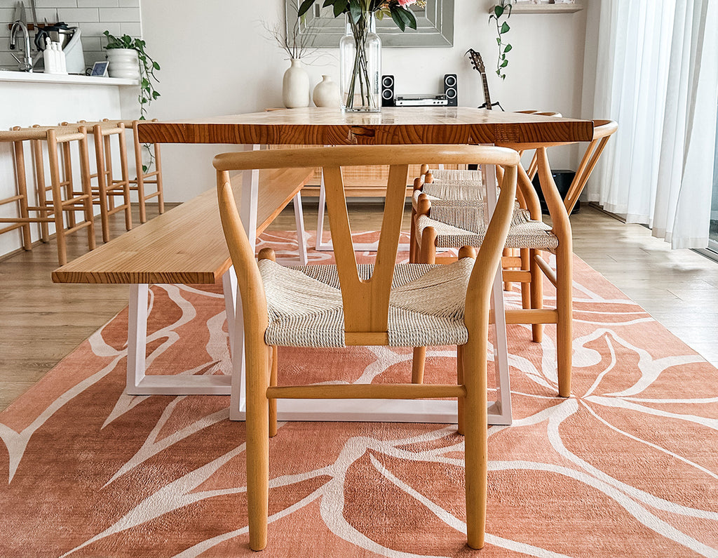 Aadita Pink and Peach Botanical Washable Rug