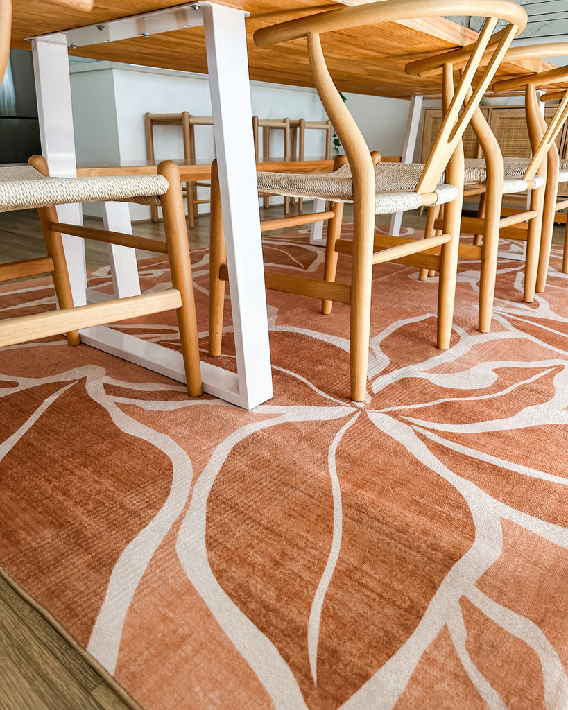 Aadita Pink and Peach Botanical Washable Rug