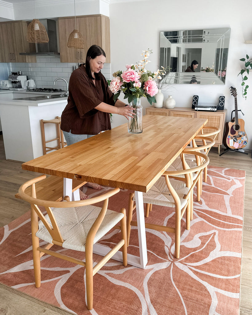 Aadita Pink and Peach Botanical Washable Rug