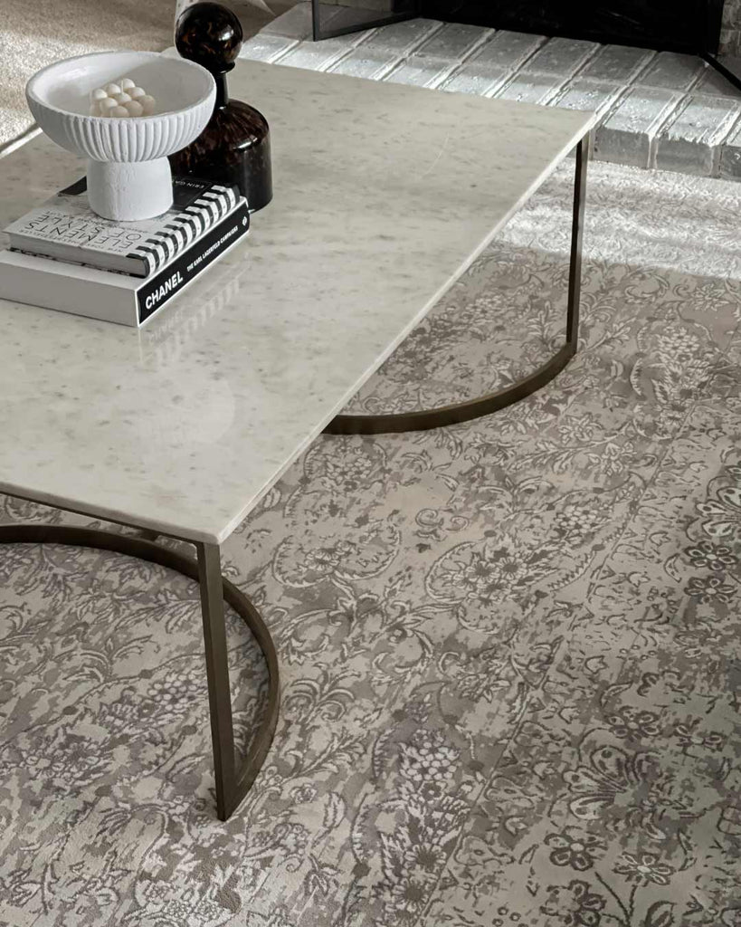 Aaerin Charcoal Grey And Ivory Traditional Distressed Rug