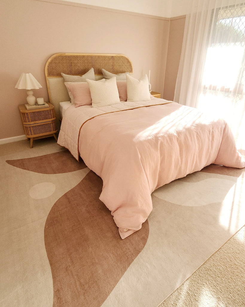 Aara Terracotta and Cream Botanical Washable Rug