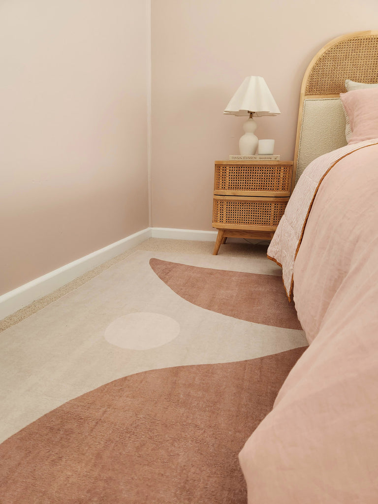 Aara Terracotta and Cream Botanical Washable Rug