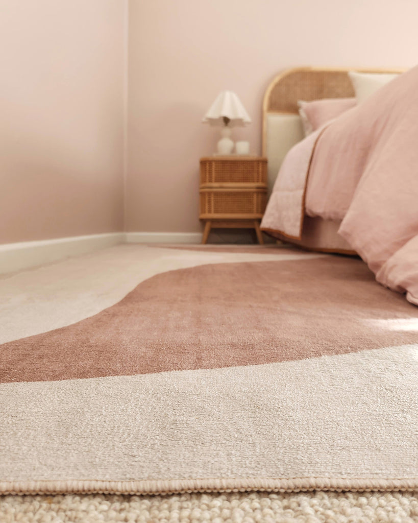 Aara Terracotta and Cream Botanical Washable Rug