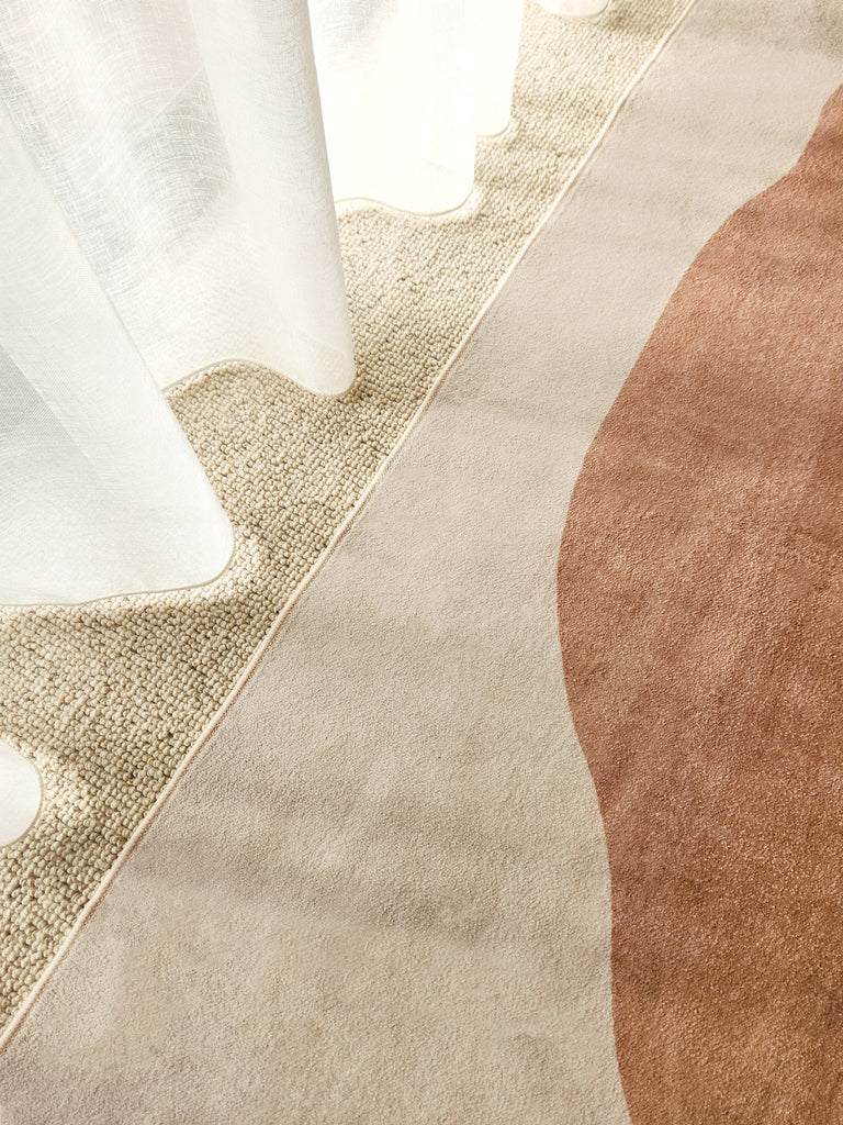 Aara Terracotta and Cream Botanical Washable Rug