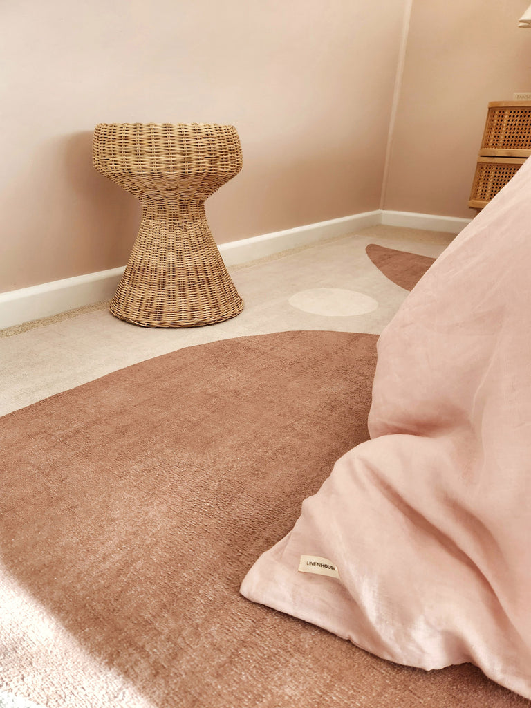 Aara Terracotta and Cream Botanical Washable Rug