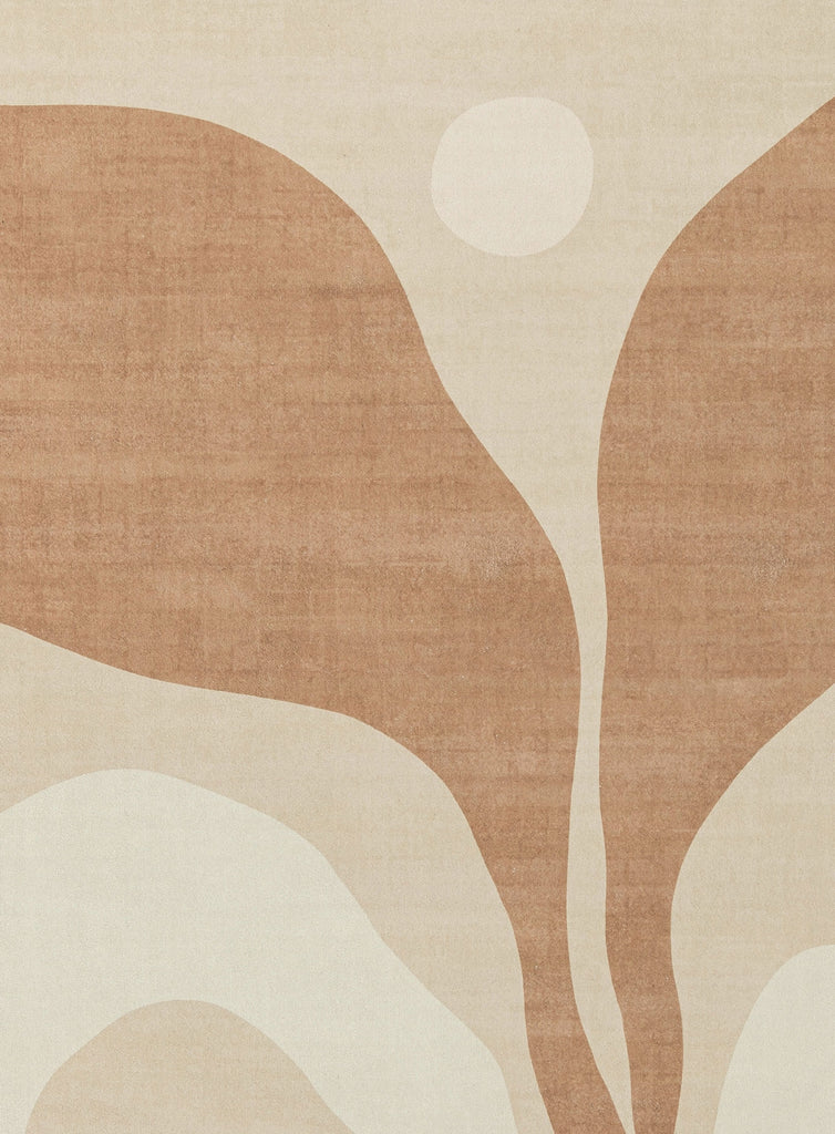 Aara Terracotta and Cream Botanical Washable Rug