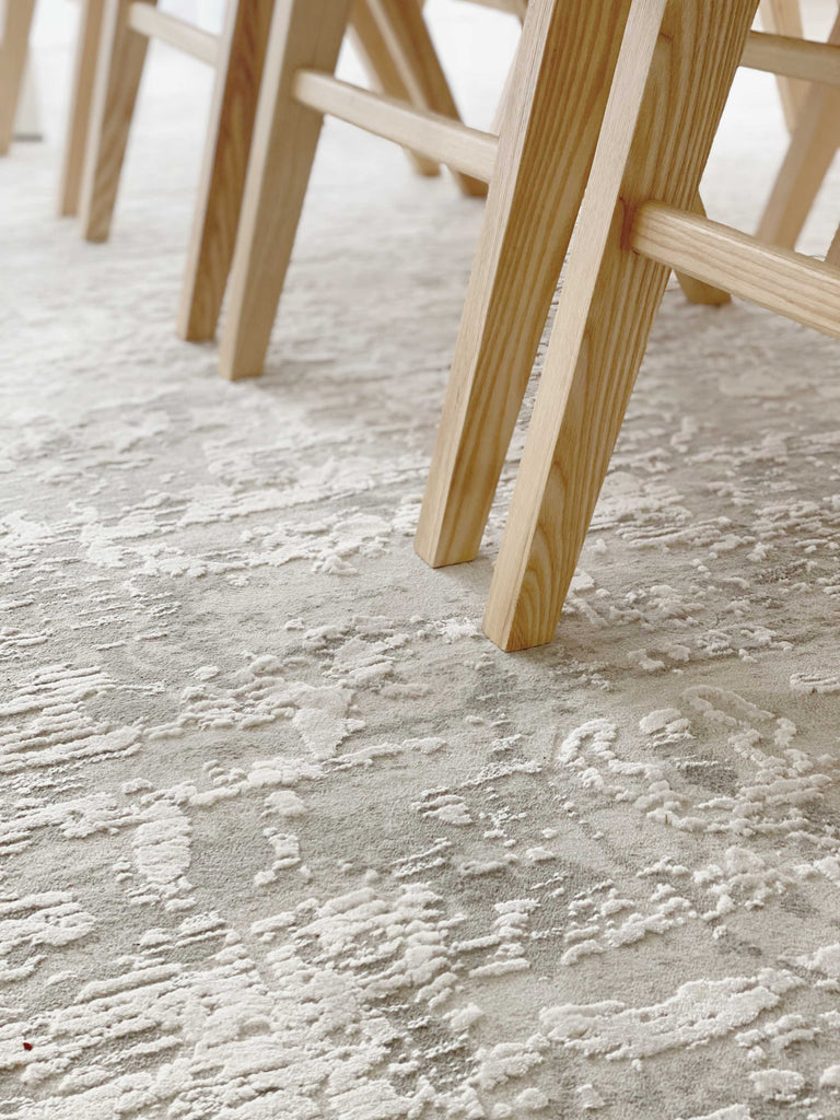 Adela Grey and Ivory Distressed Floral Rug