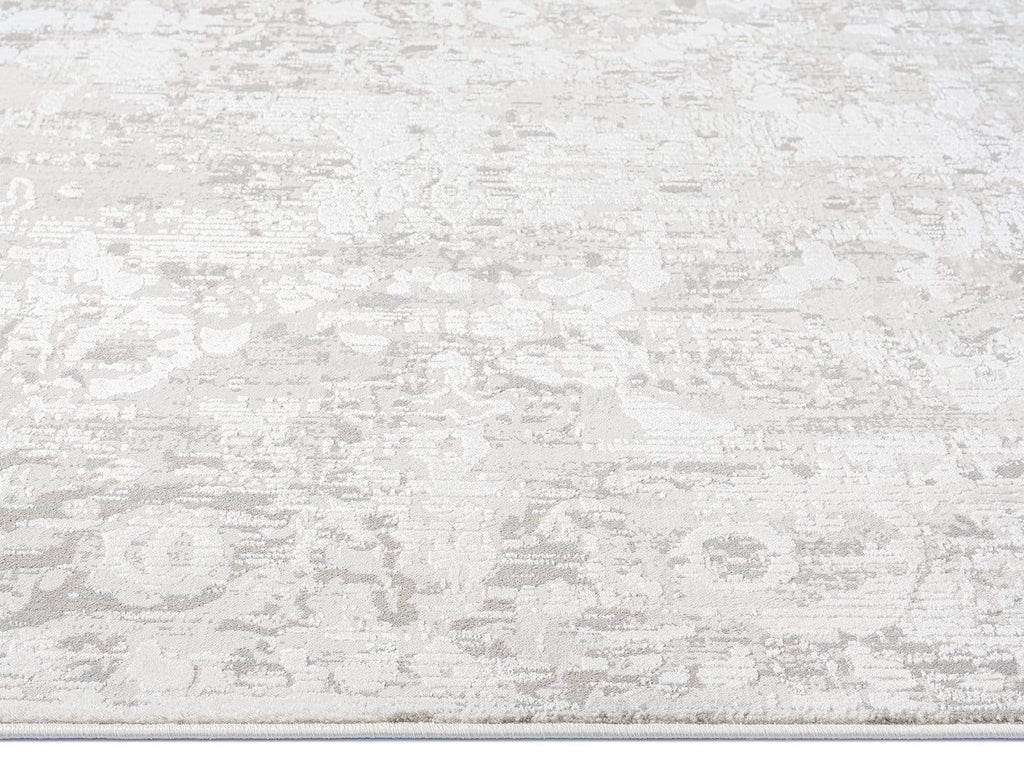 Adela Grey and Ivory Distressed Floral Rug