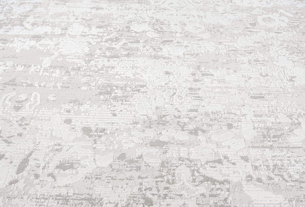 Adela Grey and Ivory Distressed Floral Rug