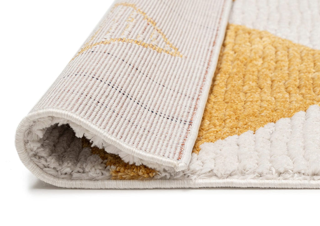 Agatha Ivory and Yellow Checkered Runner Rug