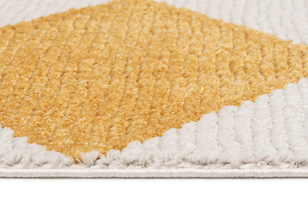 Agatha Ivory and Yellow Checkered Runner Rug