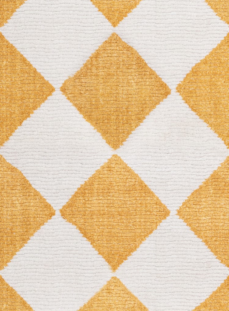 Agatha Ivory and Yellow Checkered Runner Rug