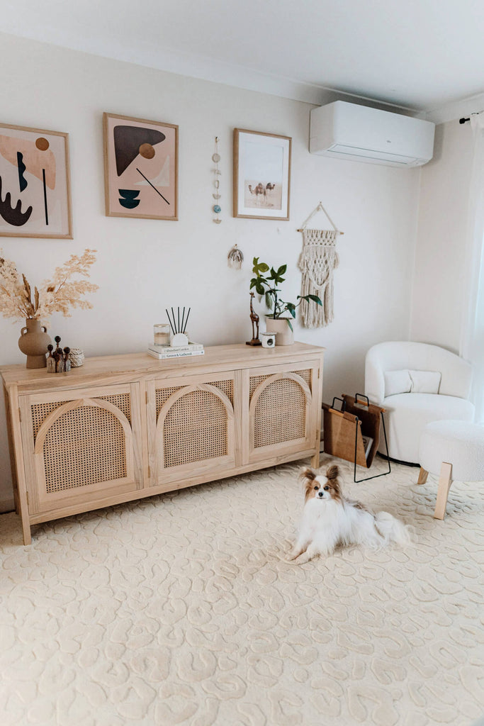 Agnes Ivory Cream Carved Animal Pattern Rug