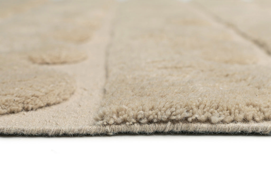 Ajuma Taupe Scallop Washable Wool Rug
