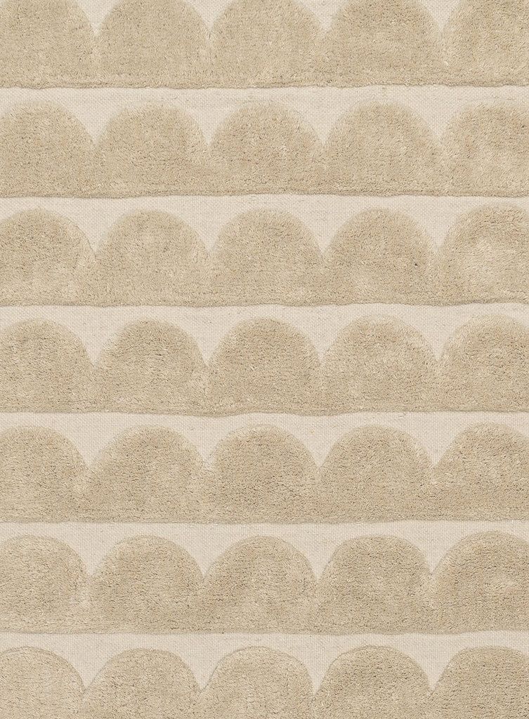 Ajuma Taupe Scallop Washable Wool Rug