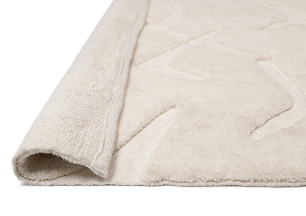 Akkira Abstract Cream Washable Wool Rug