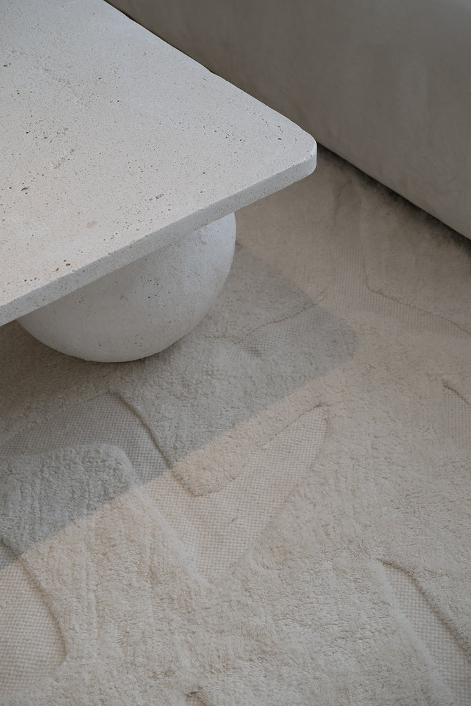 Akkira Abstract Cream Washable Wool Rug