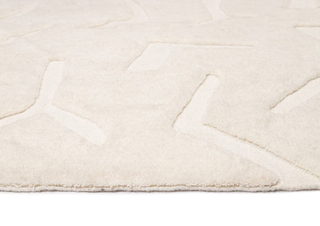 Akkira Abstract Cream Washable Wool Rug