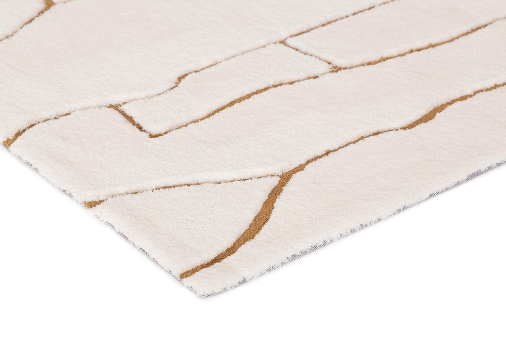 Alayna Cream and Gold Tribal Shag Rug