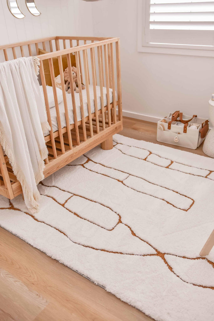 Alayna Cream and Gold Tribal Shag Rug