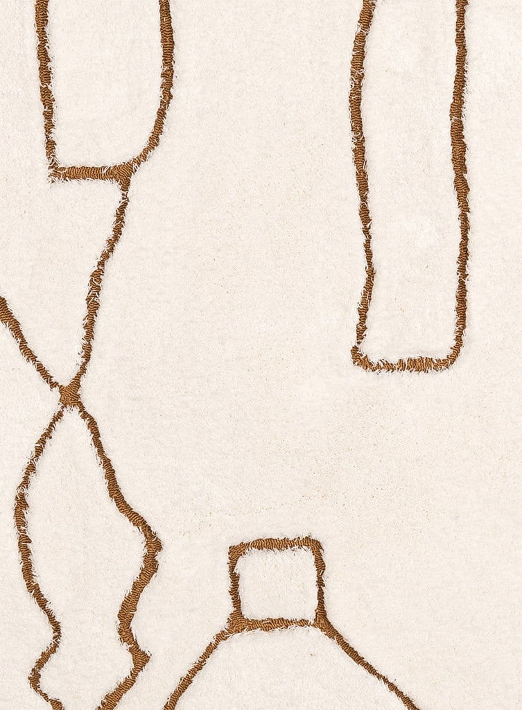 Alayna Cream and Gold Tribal Round Shag Rug