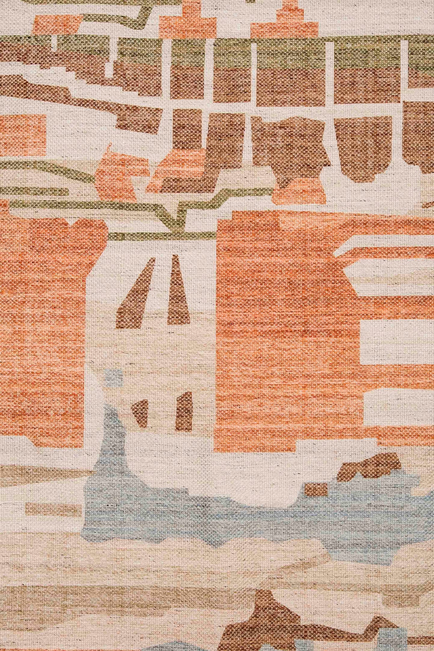 Allegra Orange and Cream Multi-Colour Abstract Tribal Indoor Outdoor Rug