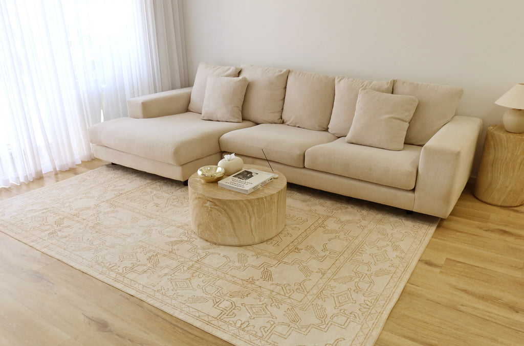 Anais Cream Medallion Washable Rug