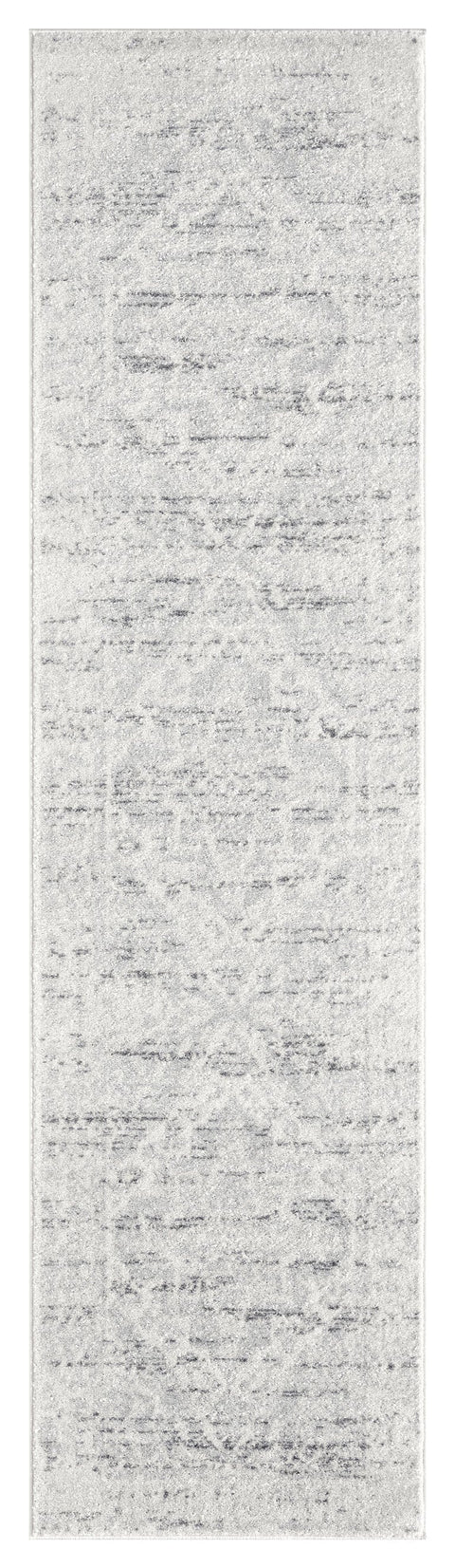 Andra Grey and Ivory Traditional Distressed Runner Rug