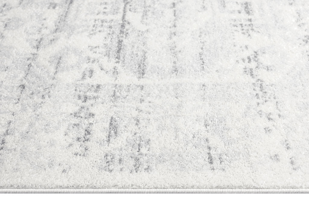 Andra Grey and Ivory Traditional Distressed Runner Rug