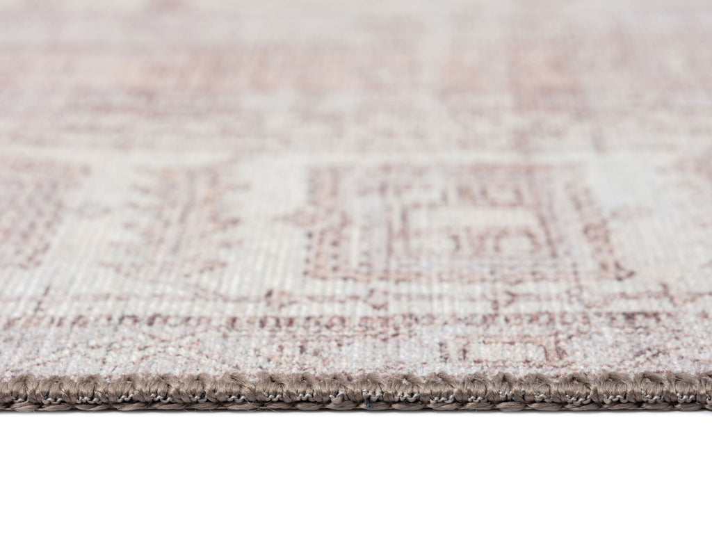 Aneesa Beige and Cream Traditional Distressed Washable Rug