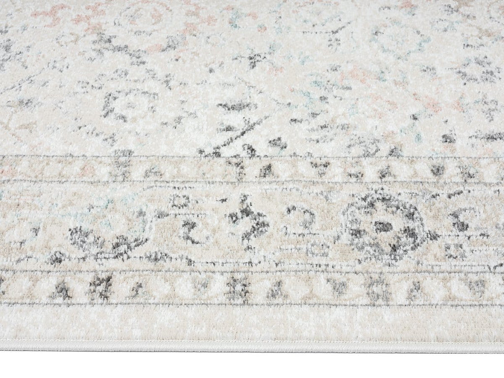 Anine Cream And Grey Multi-Colour Traditional Floral Runner Rug