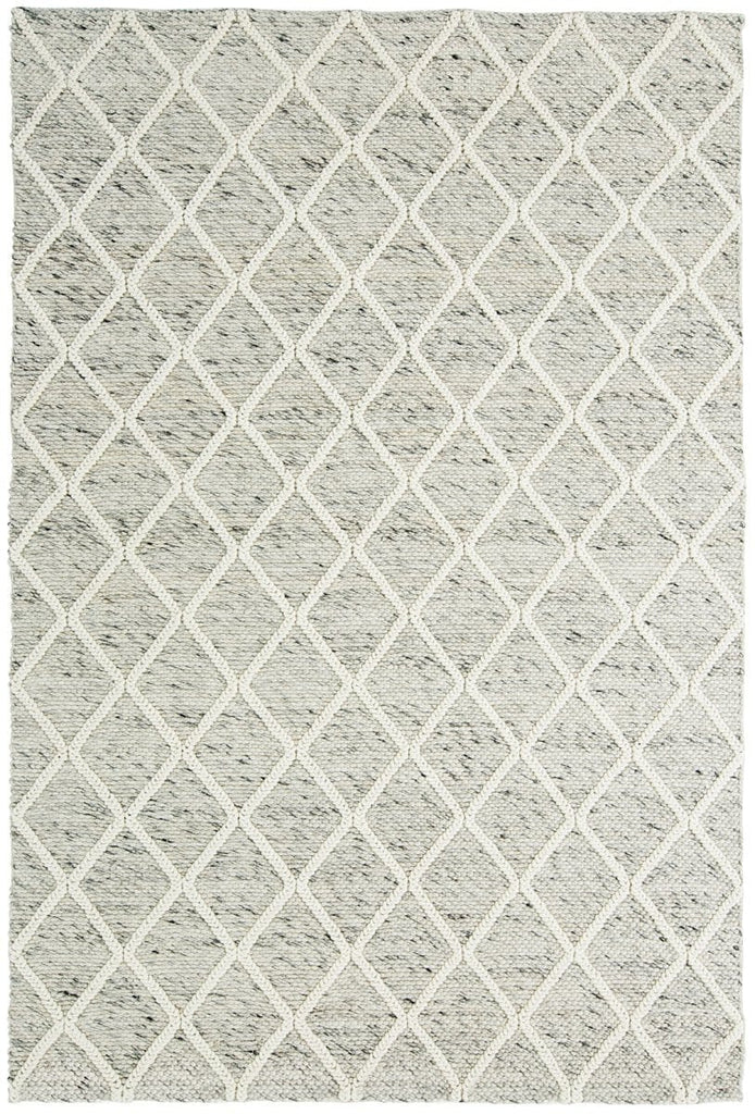 Anja Grey and Ivory Lattice Wool Rug