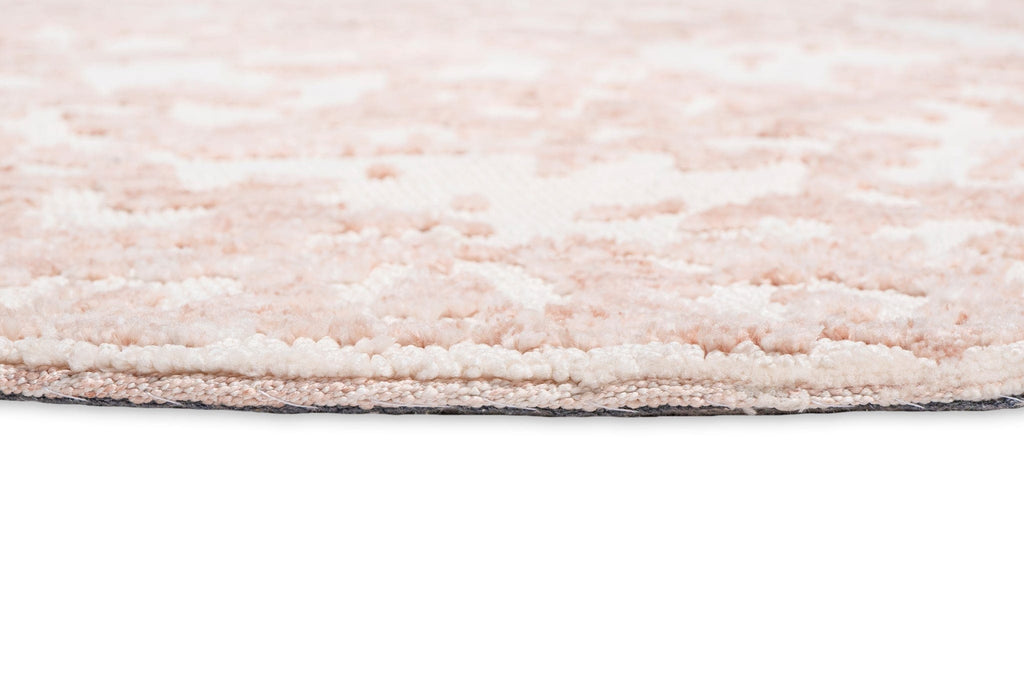 Aria Pink and Ivory Floral Transitional Round Rug
