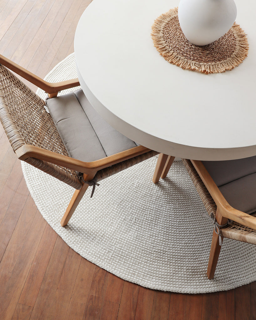 Arlenis Ivory Crochet Indoor Outdoor Round Rug