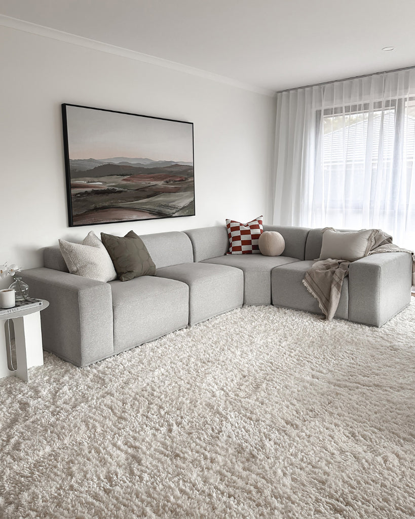 Athena Ivory Handmade Shag Rug