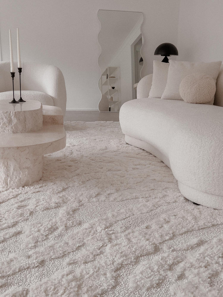 Aurora Ivory Cream Abstract Textured Rug