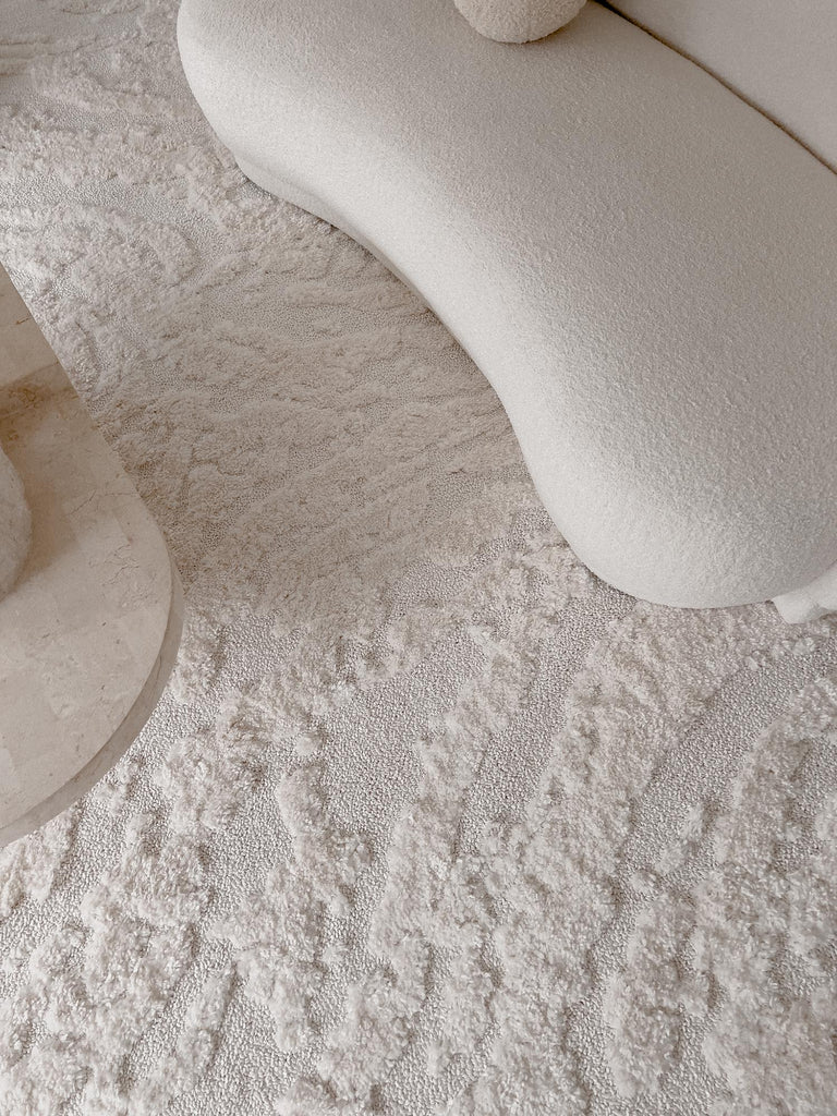 Aurora Ivory Cream Abstract Textured Rug