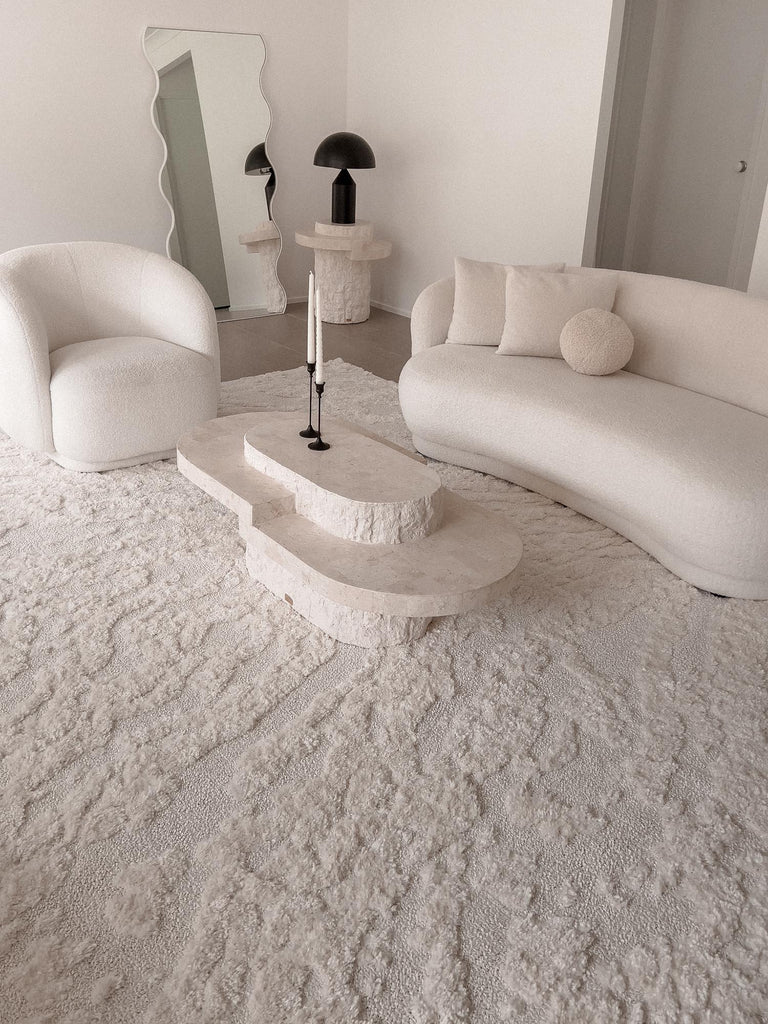 Aurora Ivory Cream Abstract Textured Rug