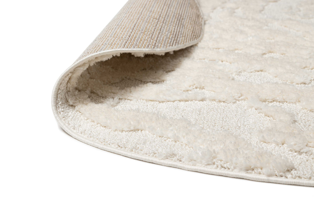 Aurora Ivory Cream Abstract Textured Round Rug