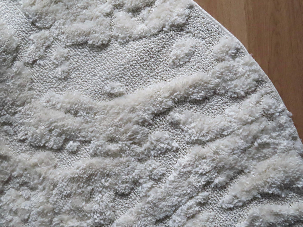 Aurora Ivory Cream Abstract Textured Round Rug