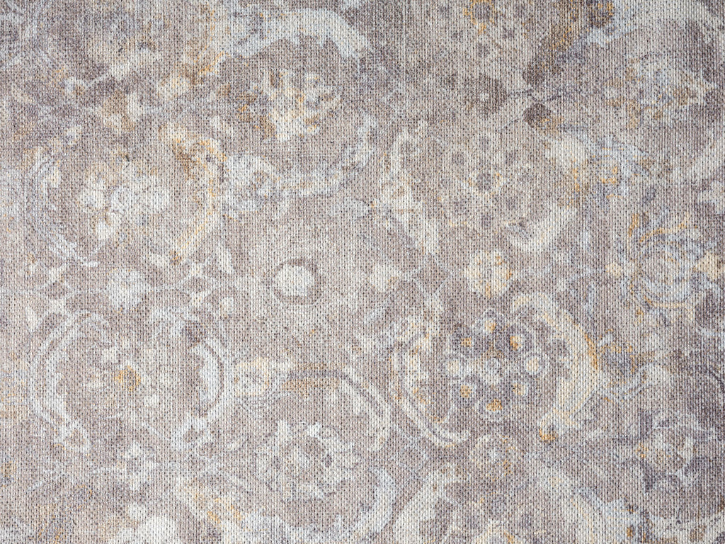 Ava Grey and Gold Traditional Distressed Washable Rug