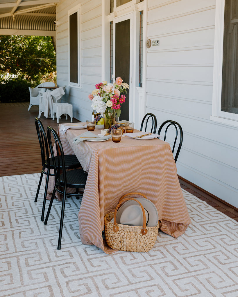 Ayat Beige Cream Indoor Outdoor Washable Rug