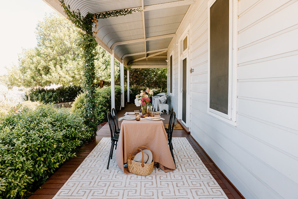 Ayat Beige Cream Indoor Outdoor Washable Rug