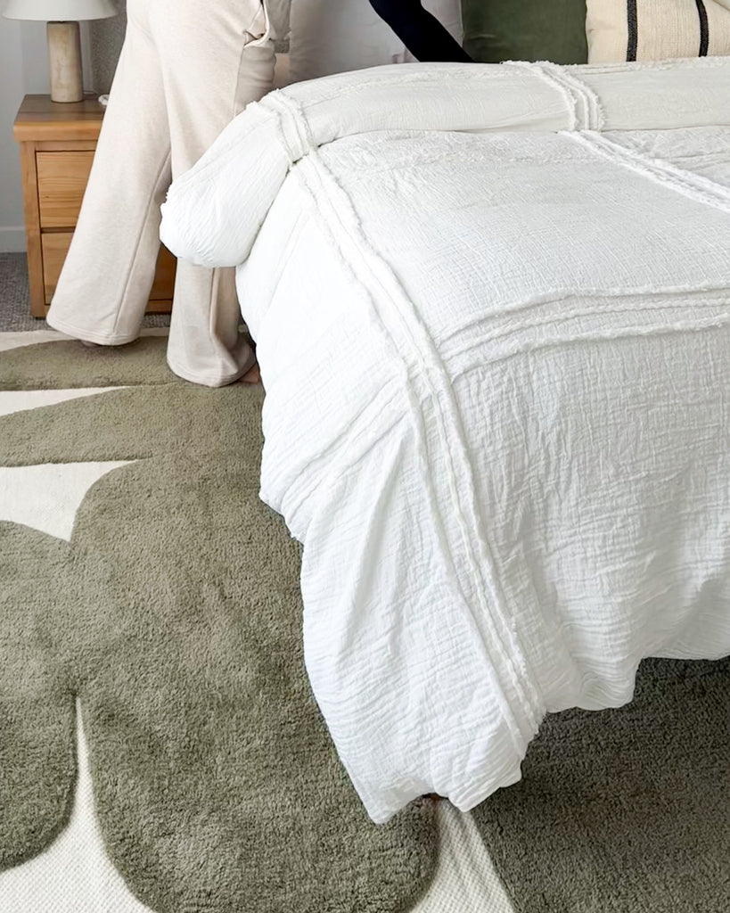 Azibo Green Abstract Washable Wool Rug