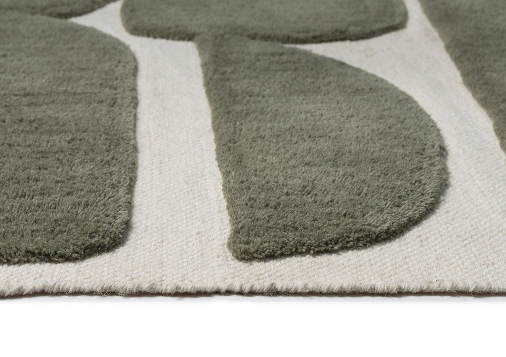 Azibo Green Abstract Washable Wool Rug