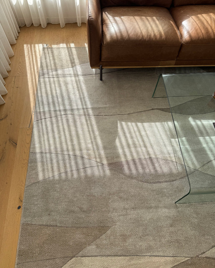 Azra Grey and Beige Abstract Washable Rug